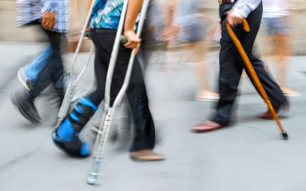 using crutches with walking boot